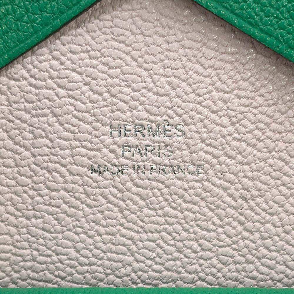 エルメス コインケース カルヴィ デュオ ヴェルソ ミント/モーヴペール/シルバー金具 シェブルミゾル U刻印 財布