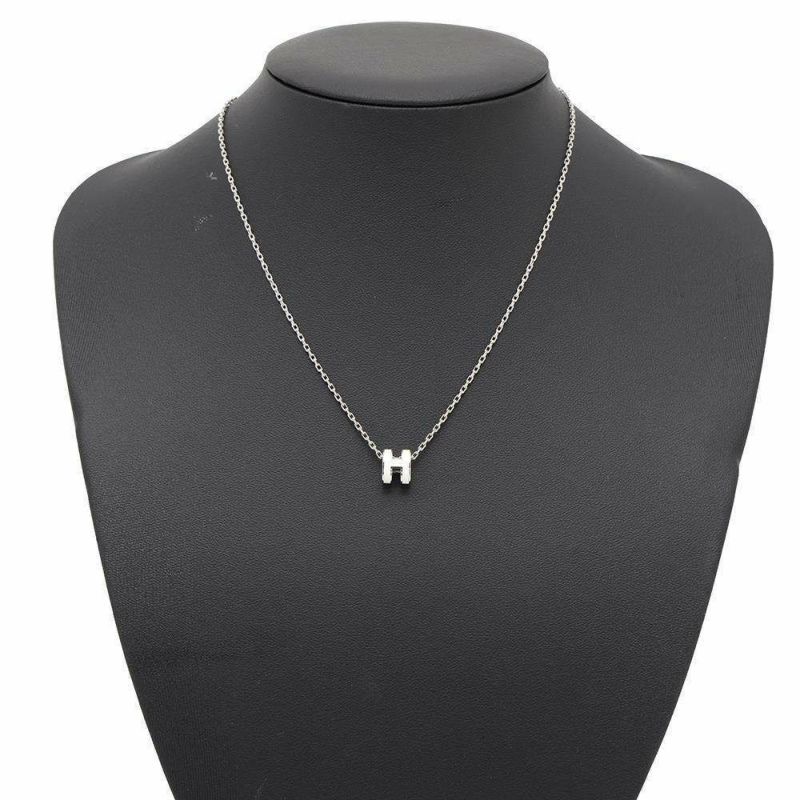 エルメス ネックレス ミニ・ポップアッシュ ホワイト/シルバー金具 HERMES アクセサリー