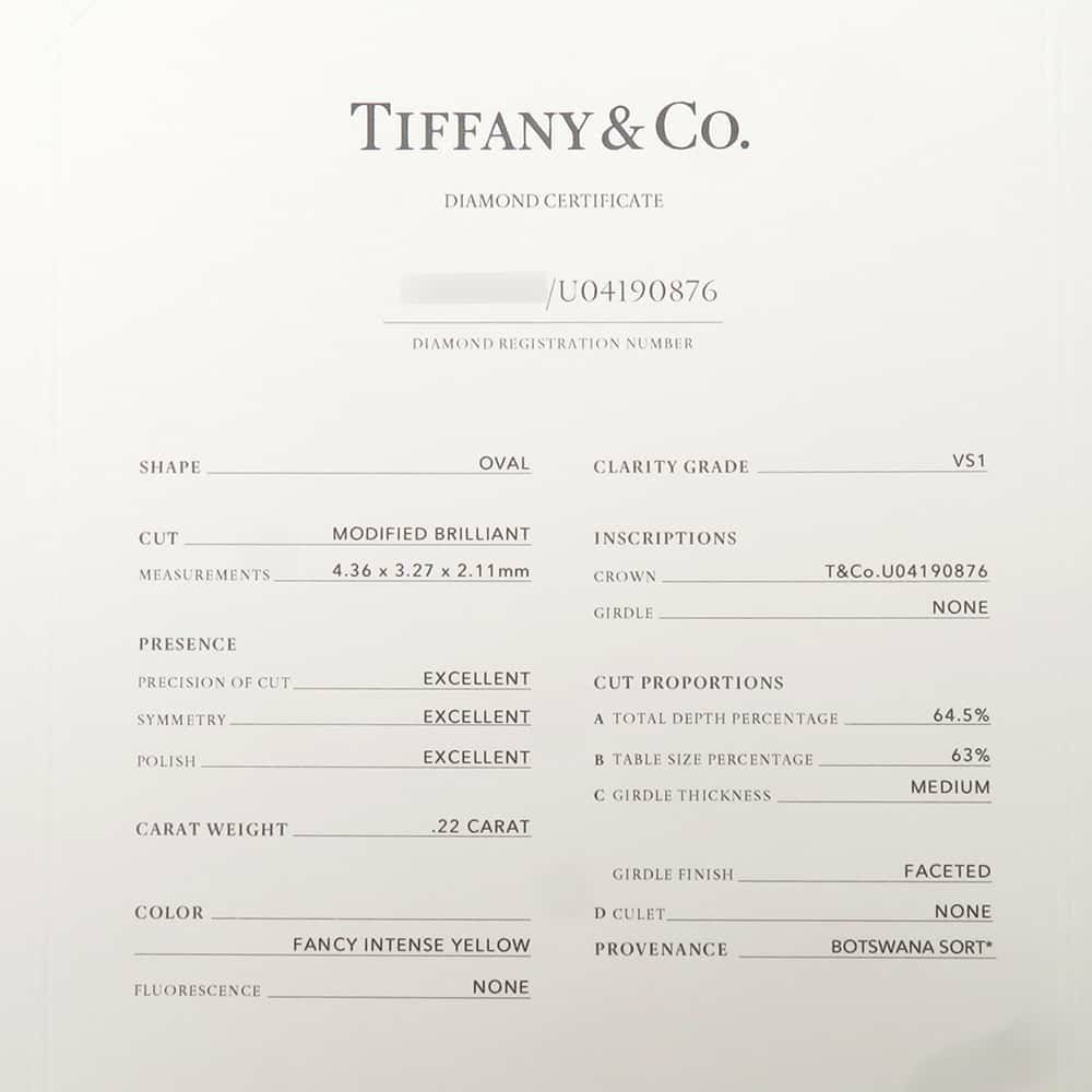 ティファニー ネックレス ソレスト イエローダイヤ ダイヤモンド 0.22ct Pt950 44131336 Tiffany&Co. 鑑定書付き ペンダント