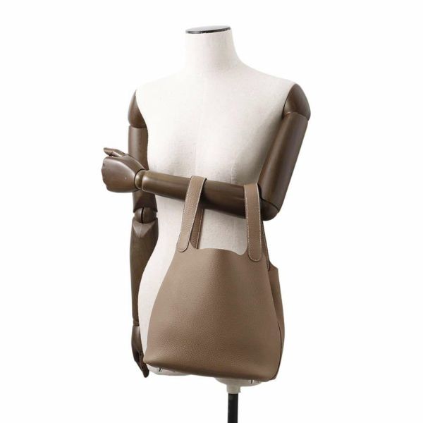 エルメス ハンドバッグ ピコタンロックMM エトゥープ/シルバー金具 トリヨンクレマンス K刻印