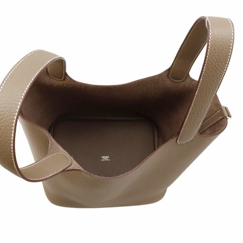 エルメス ハンドバッグ ピコタンロックMM エトゥープ/シルバー金具 トリヨンクレマンス K刻印