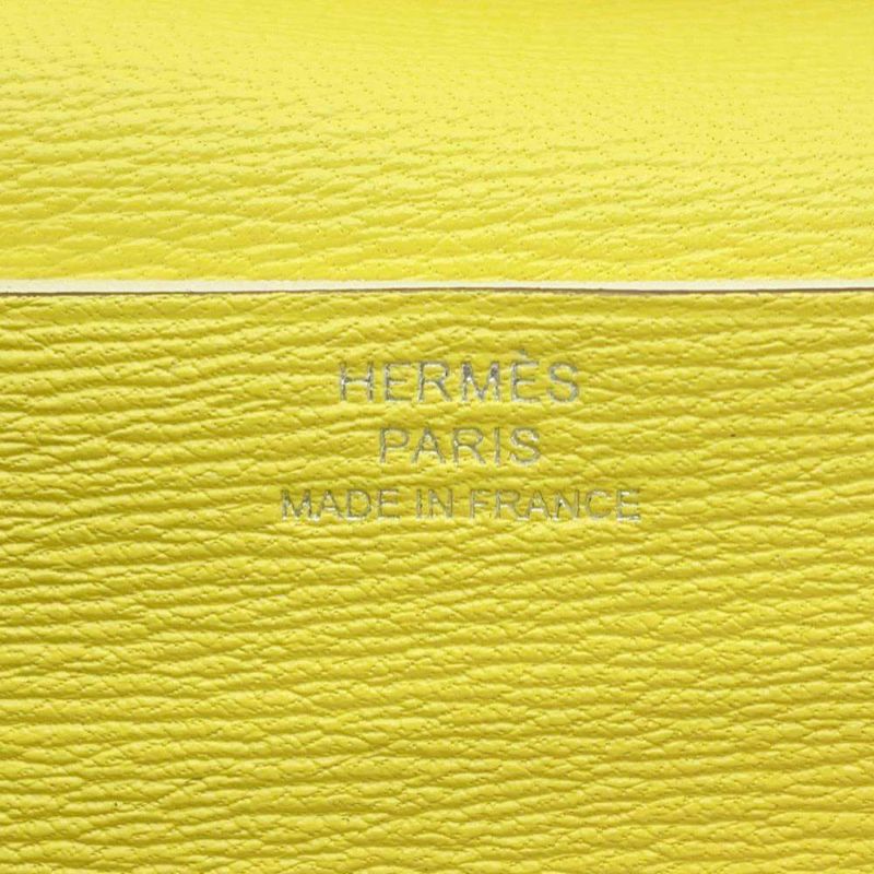 エルメス 長財布 ベアンスフレ ジョーヌシトロン/シルバー金具 オーストリッチ U刻印 HERMES 財布