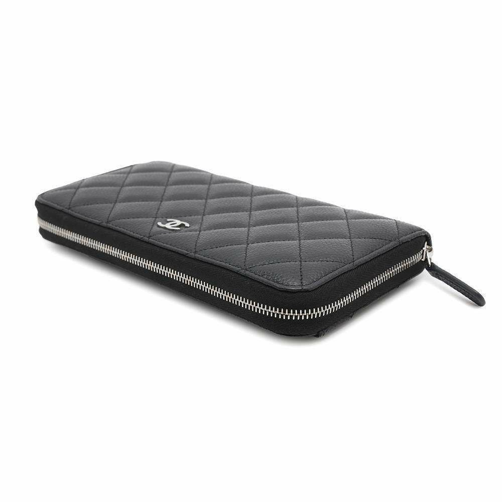 シャネル 長財布 クラシック ロング ジップ ウォレット マトラッセ ココマーク キャビアスキン AP0242 CHANEL 黒