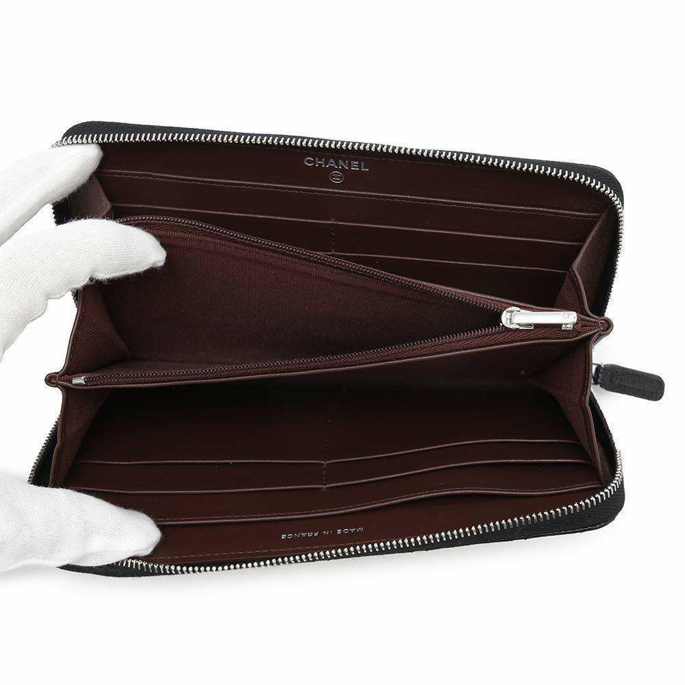 シャネル 長財布 クラシック ロング ジップ ウォレット マトラッセ ココマーク キャビアスキン AP0242 CHANEL 黒