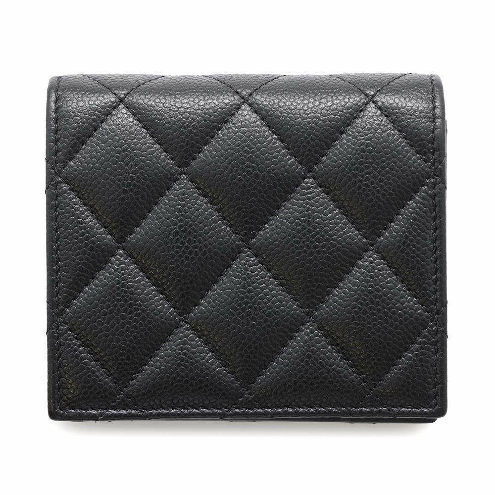 シャネル 二つ折り財布 マトラッセ ココマーク キャビアスキン AP3055 CHANEL 財布 黒