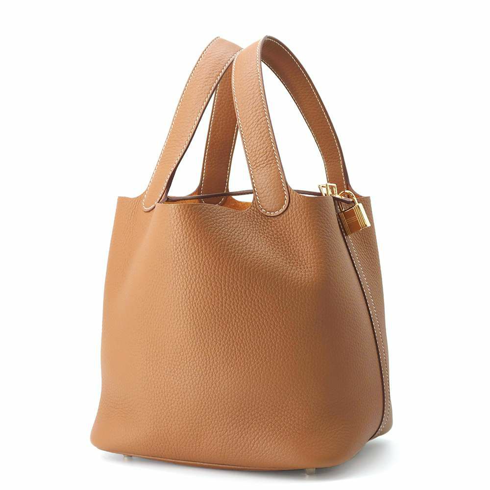 エルメス ハンドバッグ ピコタンロックMM ゴールド/ゴールド金具 トリヨンクレマンス W刻印