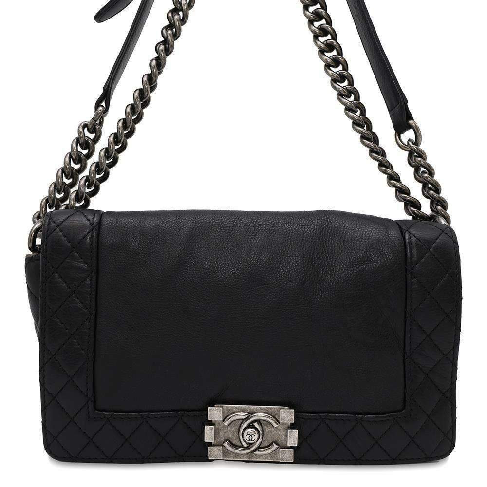 シャネル チェーンショルダーバッグ ボーイシャネル ココマーク ラムスキン CHANEL BAG 2wayバッグ 黒