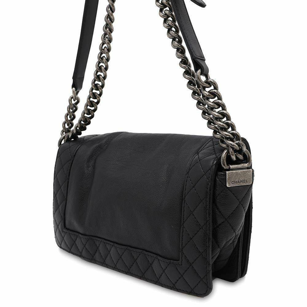 シャネル チェーンショルダーバッグ ボーイシャネル ココマーク ラムスキン CHANEL BAG 2wayバッグ 黒