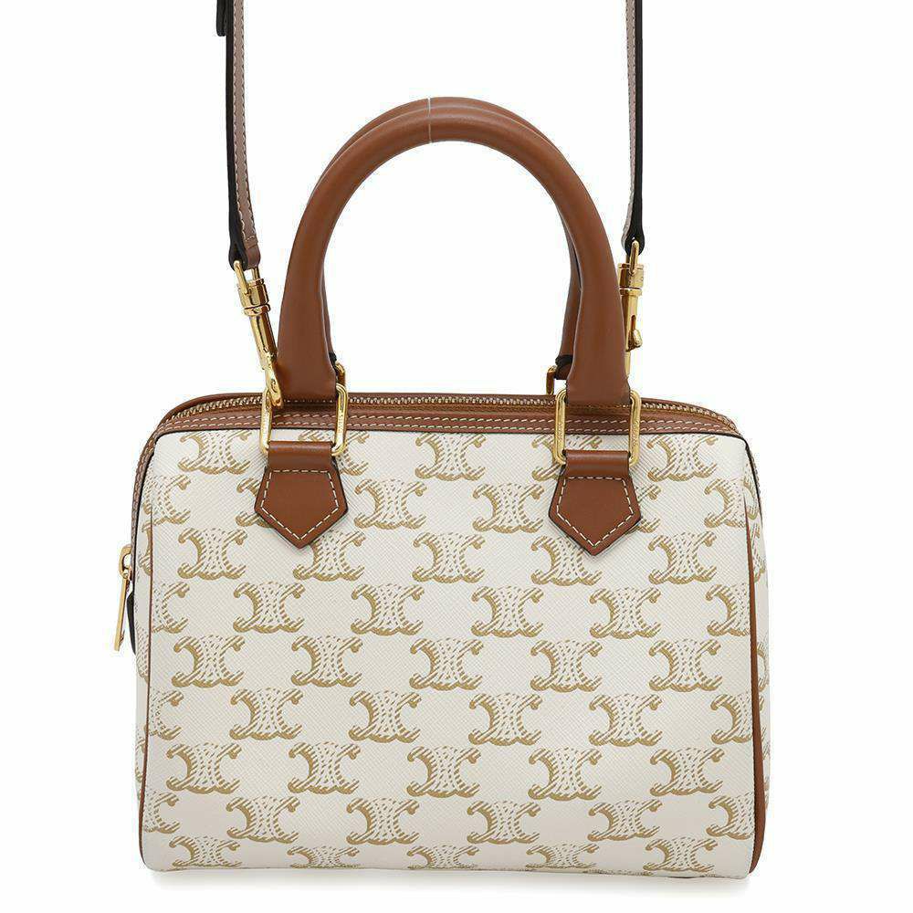 セリーヌ ハンドバッグ トリオンフ スモール ボストン  レザー 113772CAS.01BC CELINE ショルダーバッグ 白