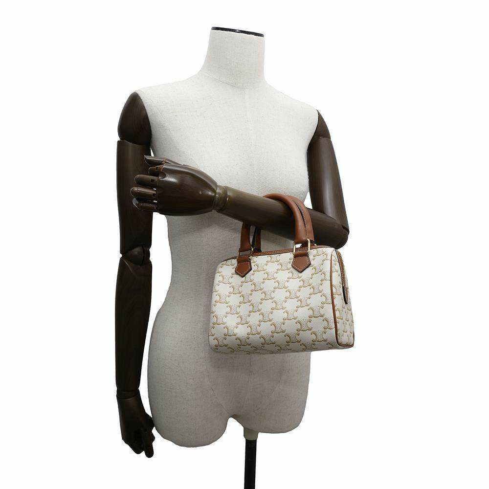 セリーヌ ハンドバッグ トリオンフ スモール ボストン  レザー 113772CAS.01BC CELINE ショルダーバッグ 白