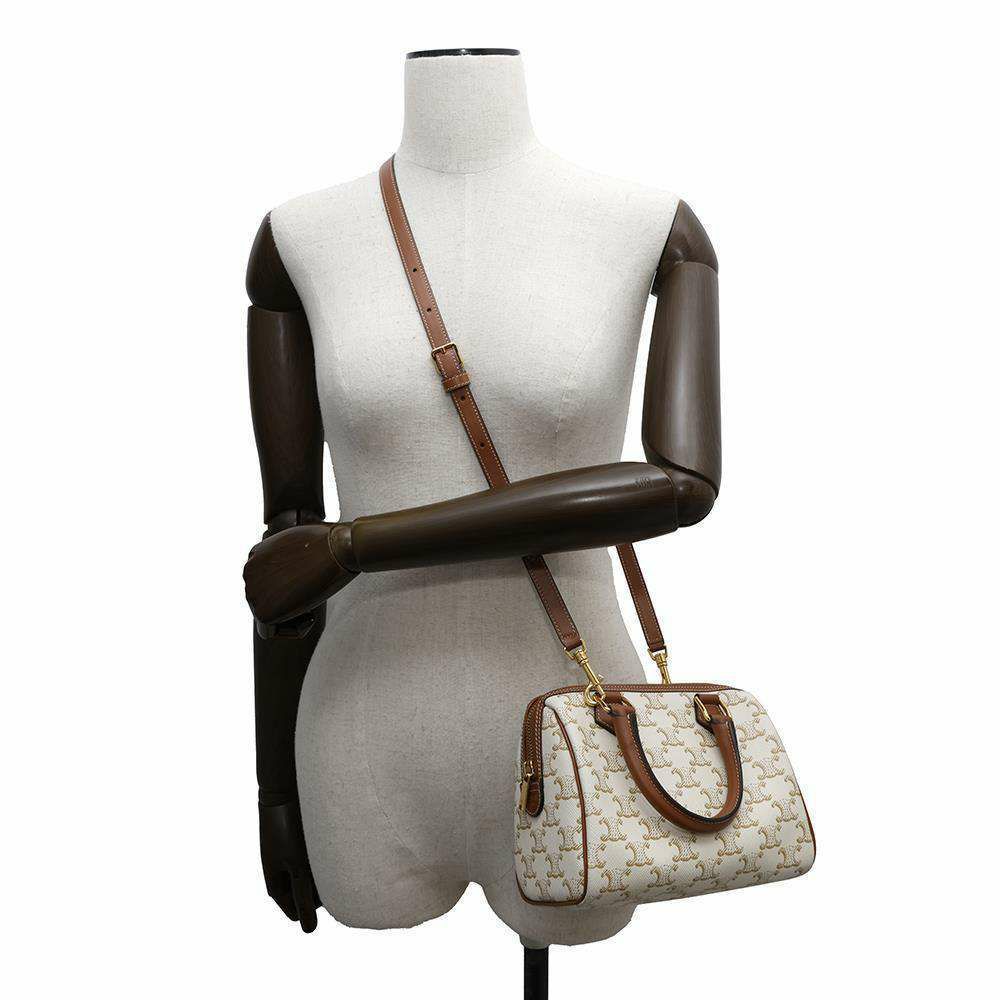 セリーヌ ハンドバッグ トリオンフ スモール ボストン  レザー 113772CAS.01BC CELINE ショルダーバッグ 白