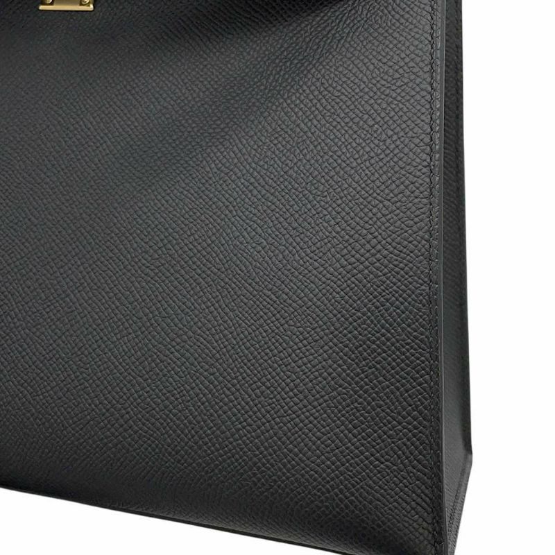 エルメス ハンドバッグ ケリー25 外縫い ブラック/ゴールド金具 エプソン B刻印 2wayショルダー 黒