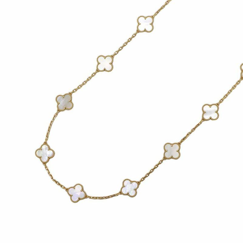 ヴァンクリーフ&アーペル ネックレス ヴィンテージ アルハンブラ ネックレス 10モチーフ マザーオブパール K18YG VCARA42700