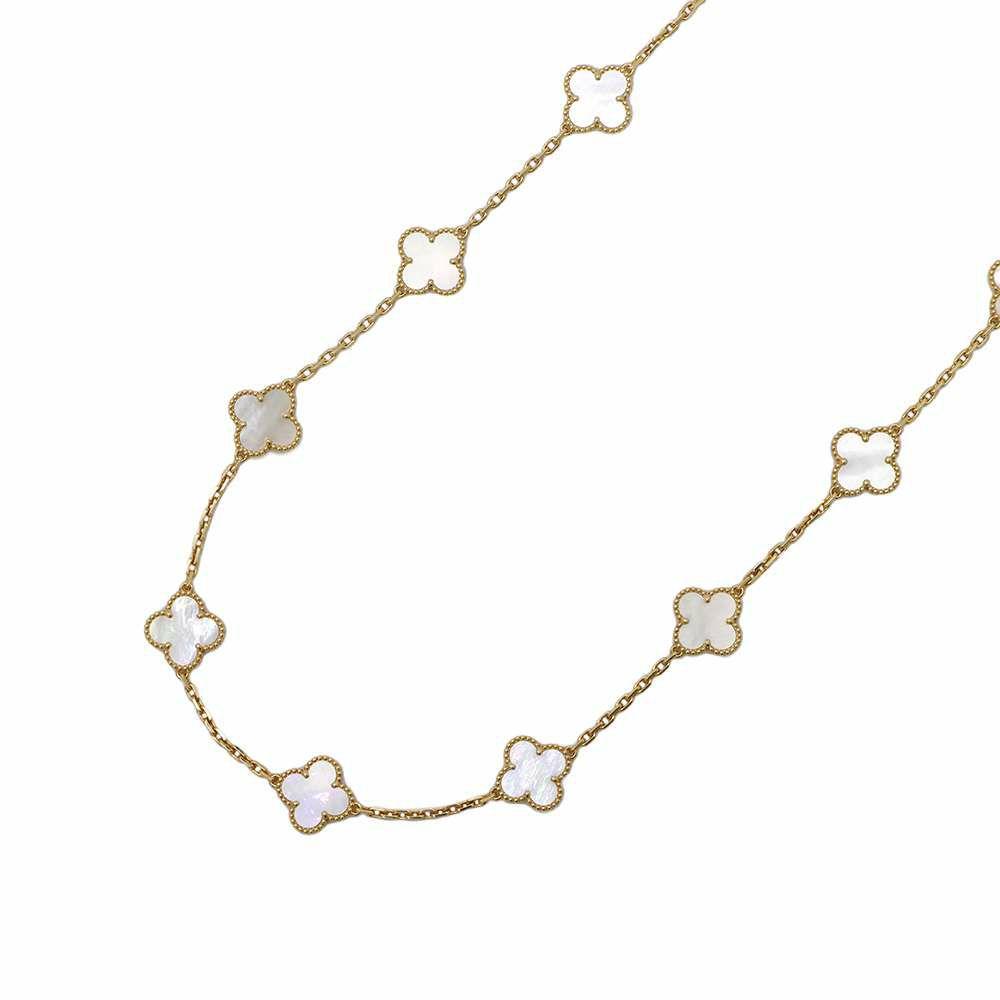 ヴァンクリーフ&アーペル ネックレス ヴィンテージ アルハンブラ ネックレス 10モチーフ マザーオブパール K18YG VCARA42700