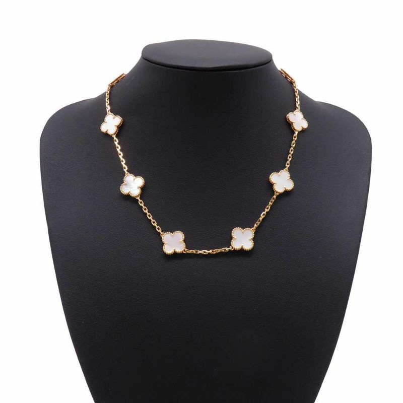 ヴァンクリーフ&アーペル ネックレス ヴィンテージ アルハンブラ ネックレス 10モチーフ マザーオブパール K18YG VCARA42700