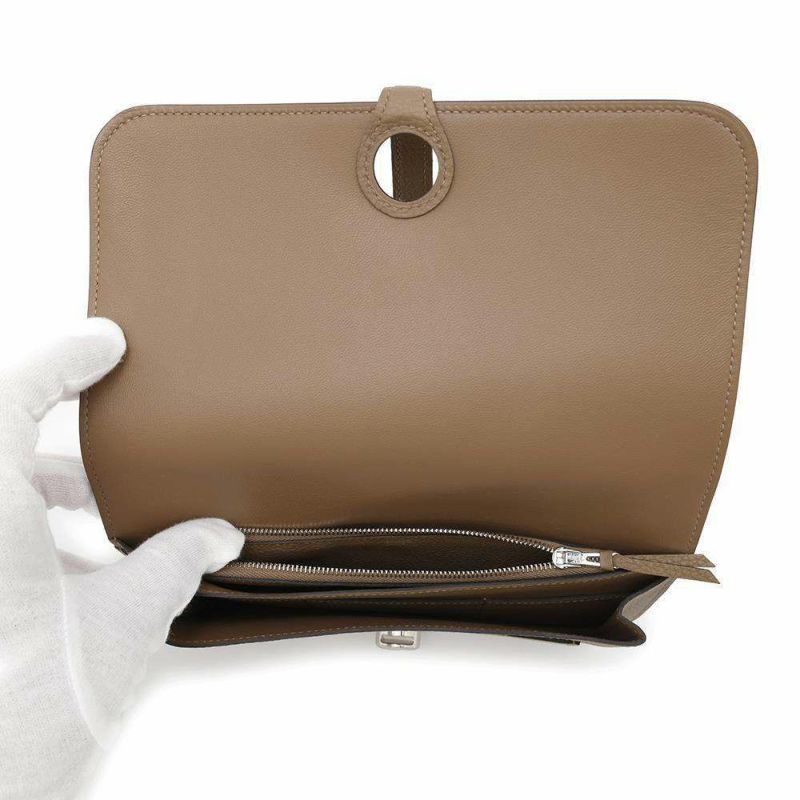 エルメス 長財布 ドゴンGM ベージュドゥワイマール/シルバー金具 トゴ B刻印 HERMES 財布