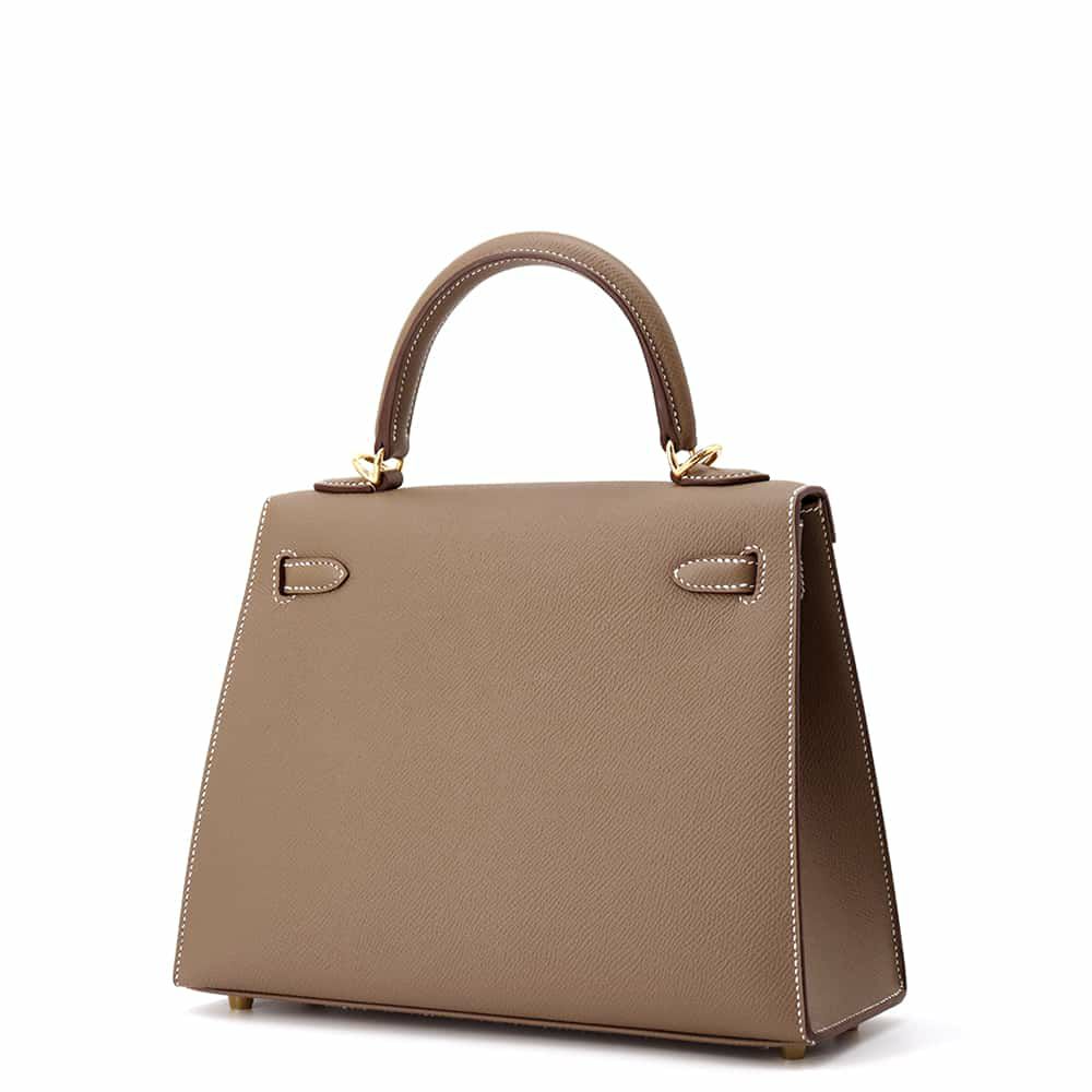 エルメス ハンドバッグ ケリー25 外縫い エトゥープ/ゴールド金具 エプソン B刻印 2wayショルダー