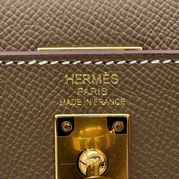 エルメス ハンドバッグ ケリー25 外縫い エトゥープ/ゴールド金具 エプソン B刻印 2wayショルダー