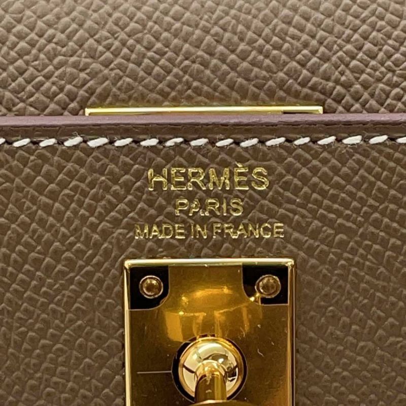 エルメス ハンドバッグ ケリー25 外縫い エトゥープ/ゴールド金具 エプソン B刻印 2wayショルダー