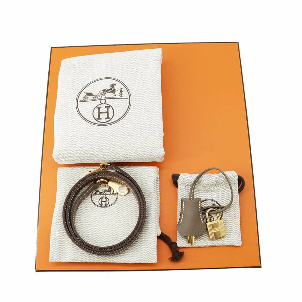 エルメス ハンドバッグ ケリー25 外縫い エトゥープ/ゴールド金具 エプソン B刻印 2wayショルダー