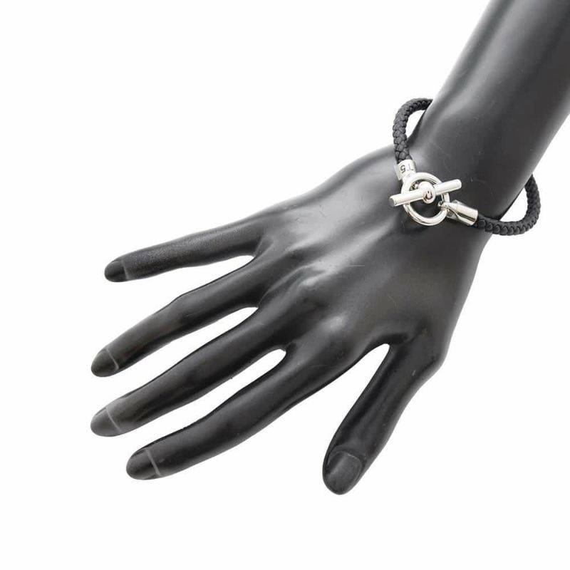エルメス ブレスレット グレナン ブラック/シルバー金具 スイフト サイズT5 HERMES アクセサリー メンズ 黒