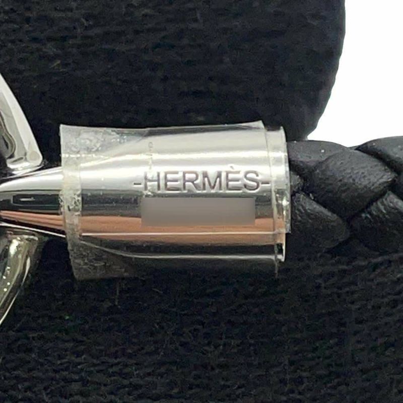 エルメス ブレスレット グレナン ブラック/シルバー金具 スイフト サイズT5 HERMES アクセサリー メンズ 黒