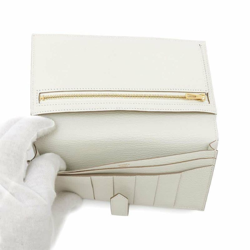 エルメス 長財布 ベアンスフレ マッシュルーム/ゴールド金具 シェブルミゾル B刻印 財布 シェーブル