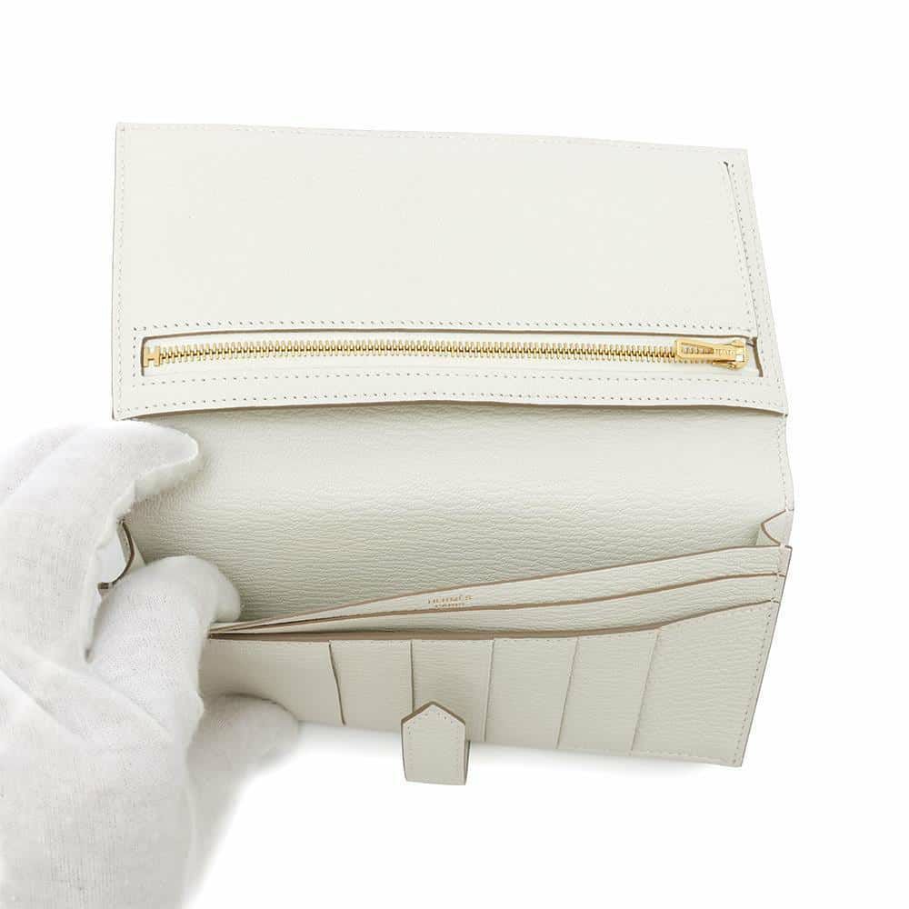 エルメス 長財布 ベアンスフレ マッシュルーム/ゴールド金具 シェブルミゾル B刻印 財布 シェーブル