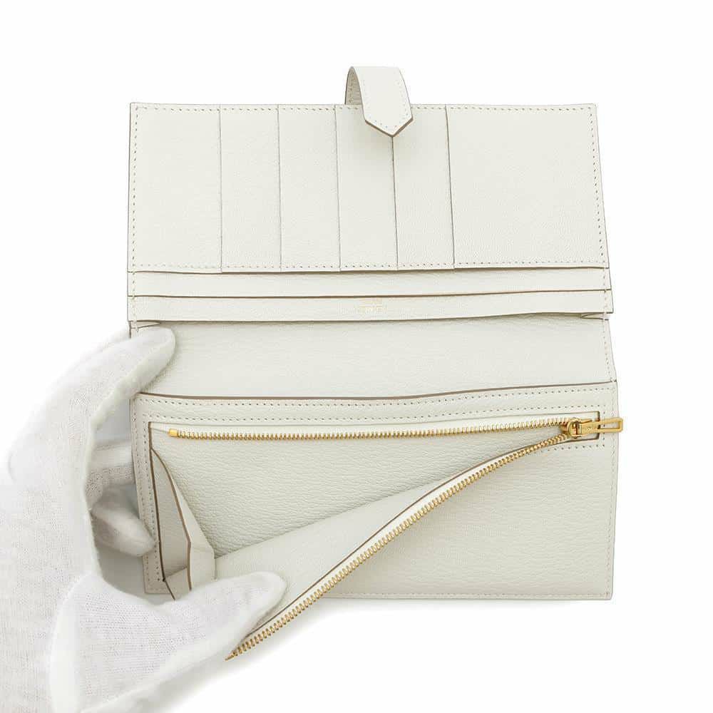 エルメス 長財布 ベアンスフレ マッシュルーム/ゴールド金具 シェブルミゾル B刻印 財布 シェーブル