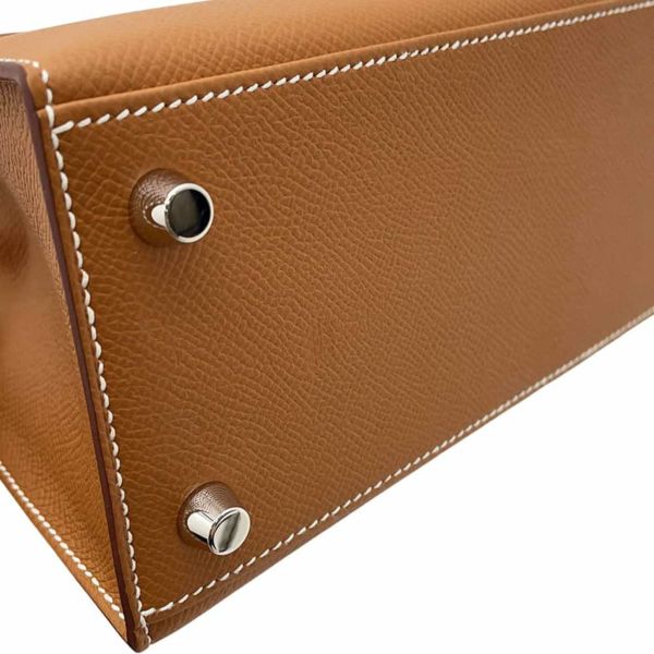 エルメス ハンドバッグ ケリー25 外縫い ゴールド/シルバー金具 エプソン B刻印 2wayショルダー