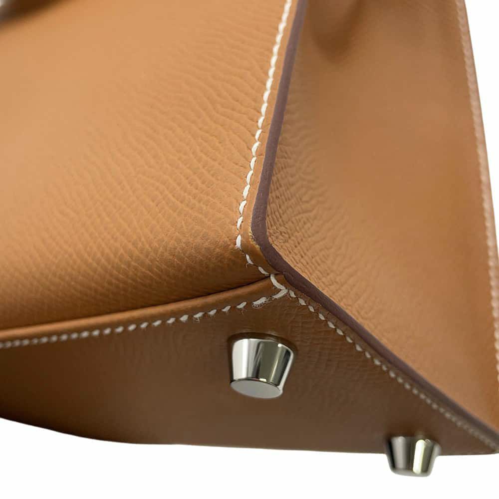 エルメス ハンドバッグ ケリー25 外縫い ゴールド/シルバー金具 エプソン B刻印 2wayショルダー