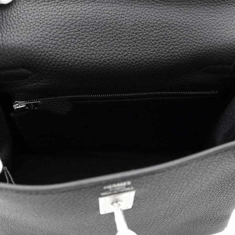 エルメス ハンドバッグ ケリー25 内縫い ブラック/シルバー金具 トゴ W刻印 2wayショルダー 黒