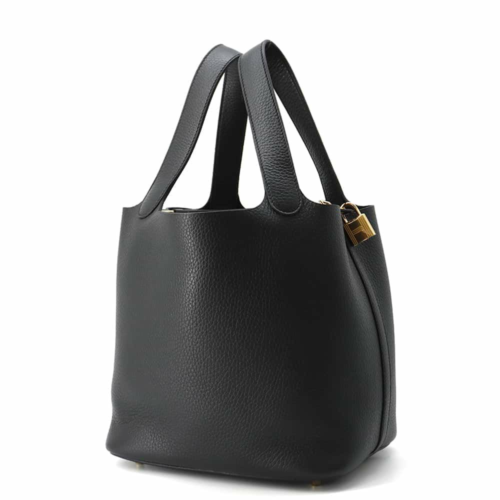 エルメス ハンドバッグ ピコタンロックMM ブラック/ゴールド金具 トリヨンクレマンス W刻印 黒