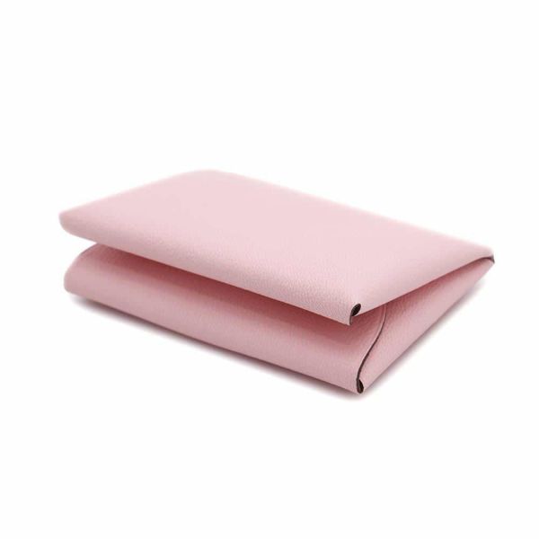 エルメス コインケース カルヴィ デュオ ローズサクラ/シルバー金具 シェブルミゾル W刻印 財布 シェーブル