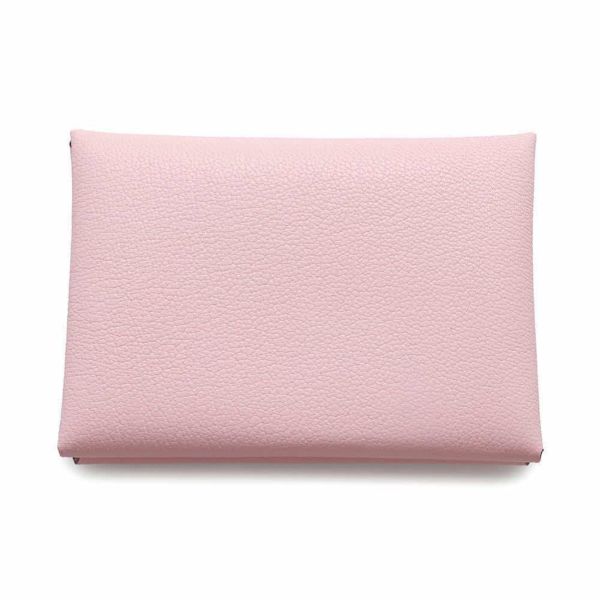 エルメス コインケース カルヴィ デュオ ローズサクラ/シルバー金具 シェブルミゾル W刻印 財布 シェーブル