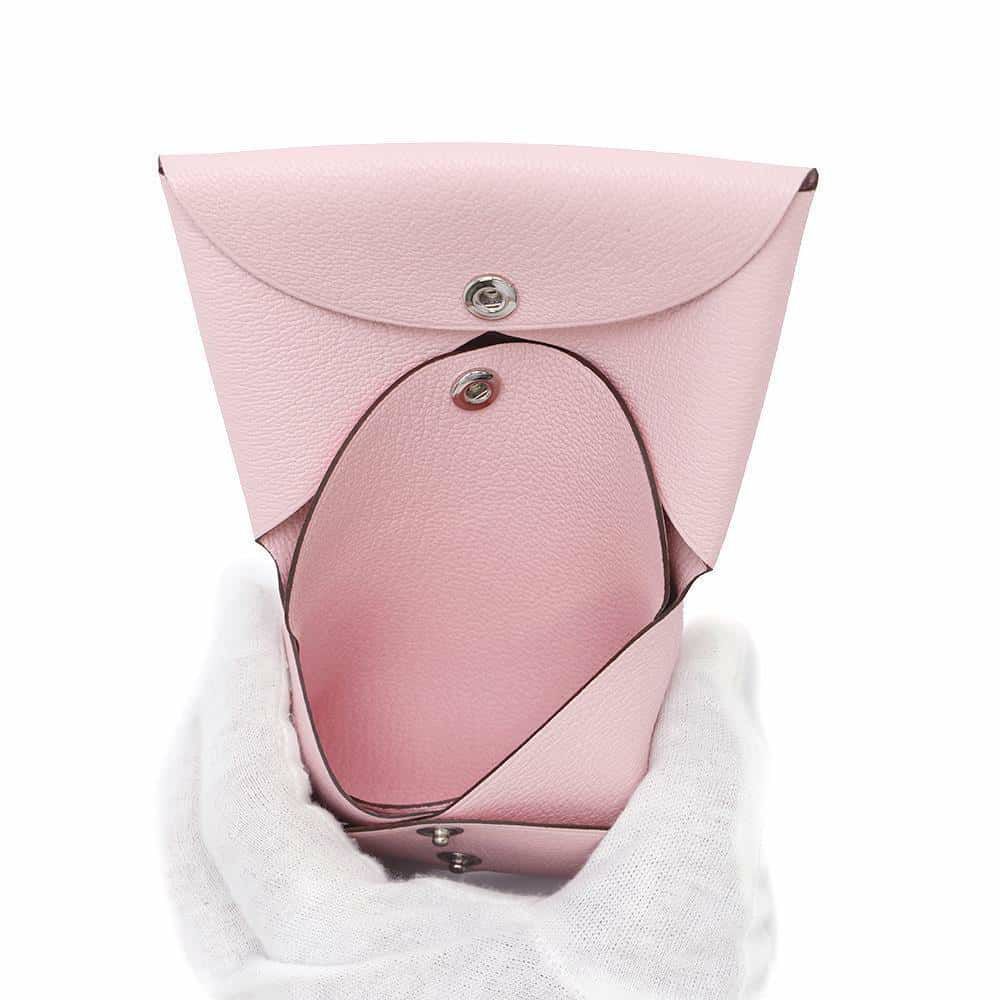 エルメス コインケース カルヴィ デュオ ローズサクラ/シルバー金具 シェブルミゾル W刻印 財布 シェーブル