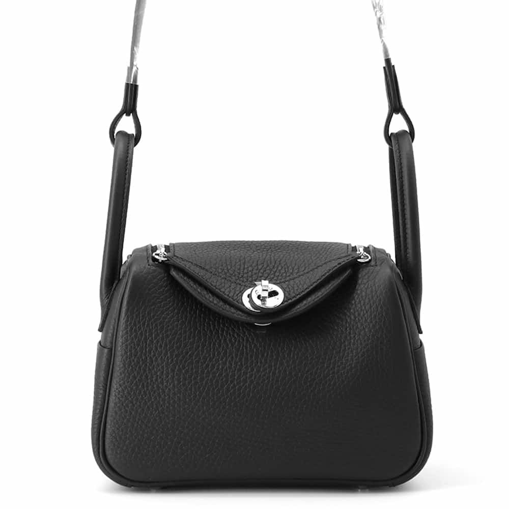 エルメス リンディ ミニ ブラック/シルバー金具 トリヨンクレマンス W刻印 HERMES 2wayショルダー 黒