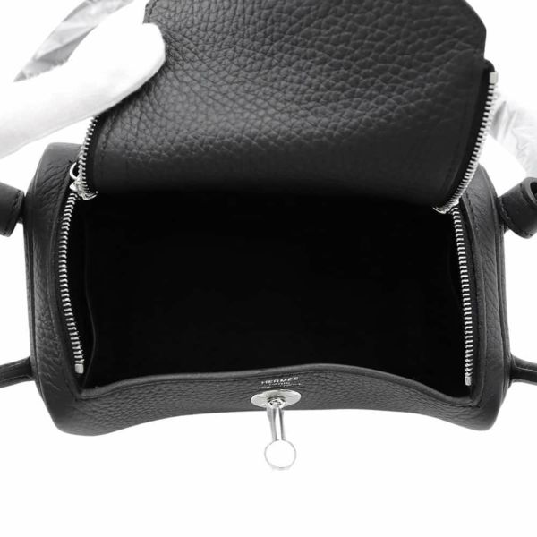 エルメス リンディ ミニ ブラック/シルバー金具 トリヨンクレマンス W刻印 HERMES 2wayショルダー 黒