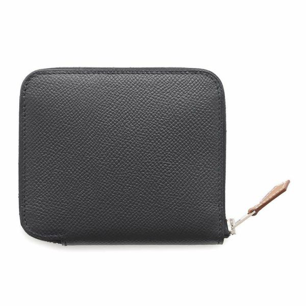 エルメス コインケース アザップコンパクト シルクイン ブラック/シルバー金具 エプソン W刻印 黒