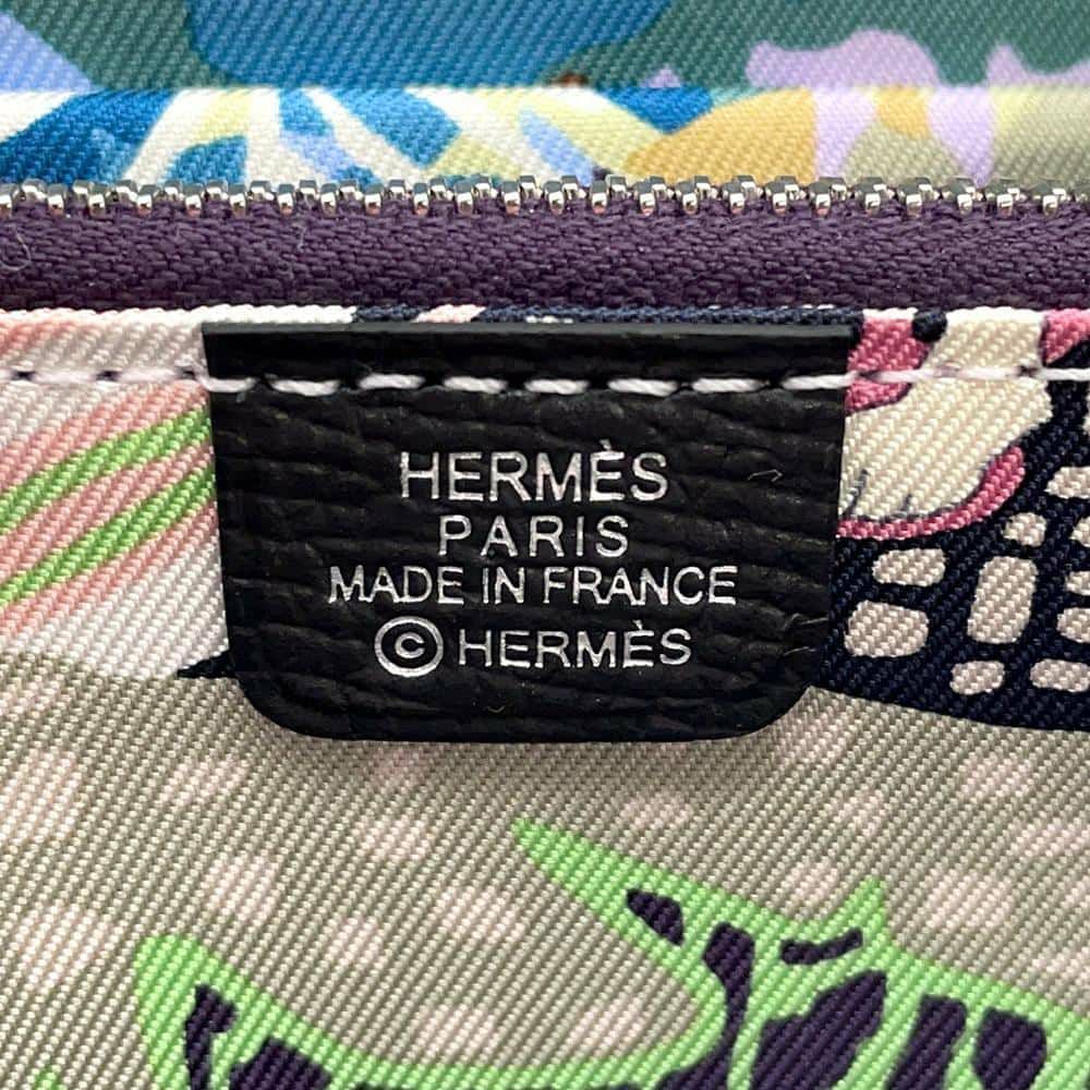 エルメス コインケース アザップコンパクト シルクイン ブラック/シルバー金具 エプソン W刻印 黒