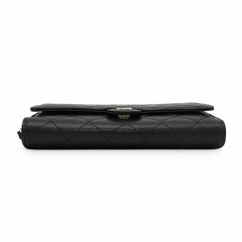 シャネル チェーンウォレット ココマーク マトラッセ フォンケース キャビアスキン AP3876 CHANEL 黒