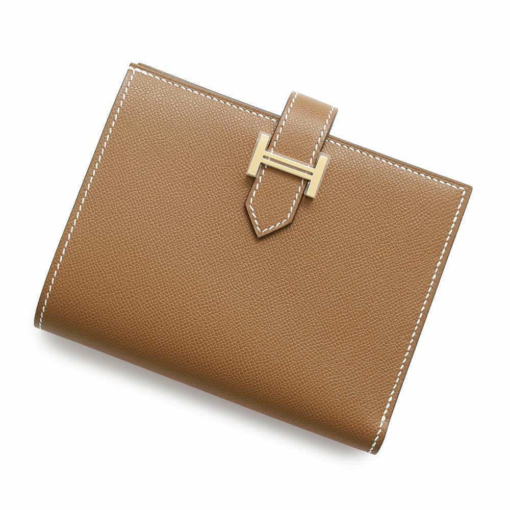 エルメス 二つ折り財布 ベアンコンパクト ゴールド/ゴールド金具 ヴォーマダム W刻印 財布