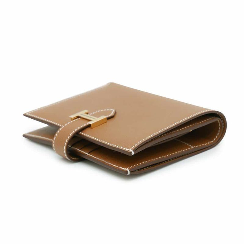 エルメス 二つ折り財布 ベアンコンパクト ゴールド/ゴールド金具 ヴォーマダム W刻印 財布