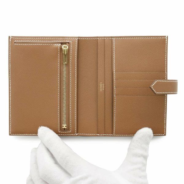 エルメス 二つ折り財布 ベアンコンパクト ゴールド/ゴールド金具 ヴォーマダム W刻印 財布