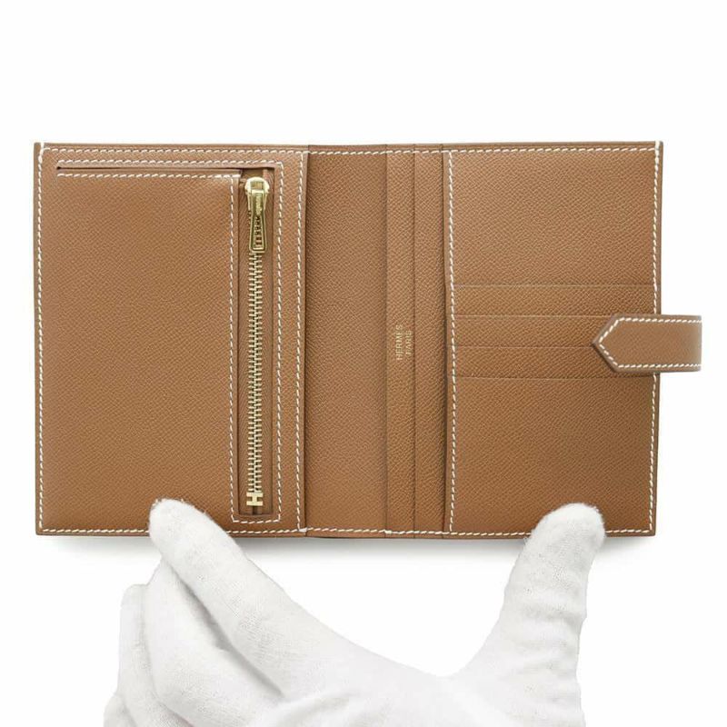 エルメス 二つ折り財布 ベアンコンパクト ゴールド/ゴールド金具 ヴォーマダム W刻印 財布