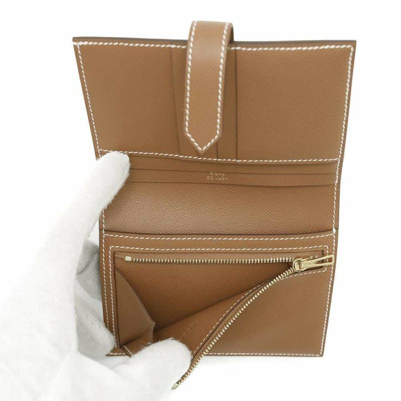 エルメス 二つ折り財布 ベアンコンパクト ゴールド/ゴールド金具 ヴォーマダム W刻印 財布