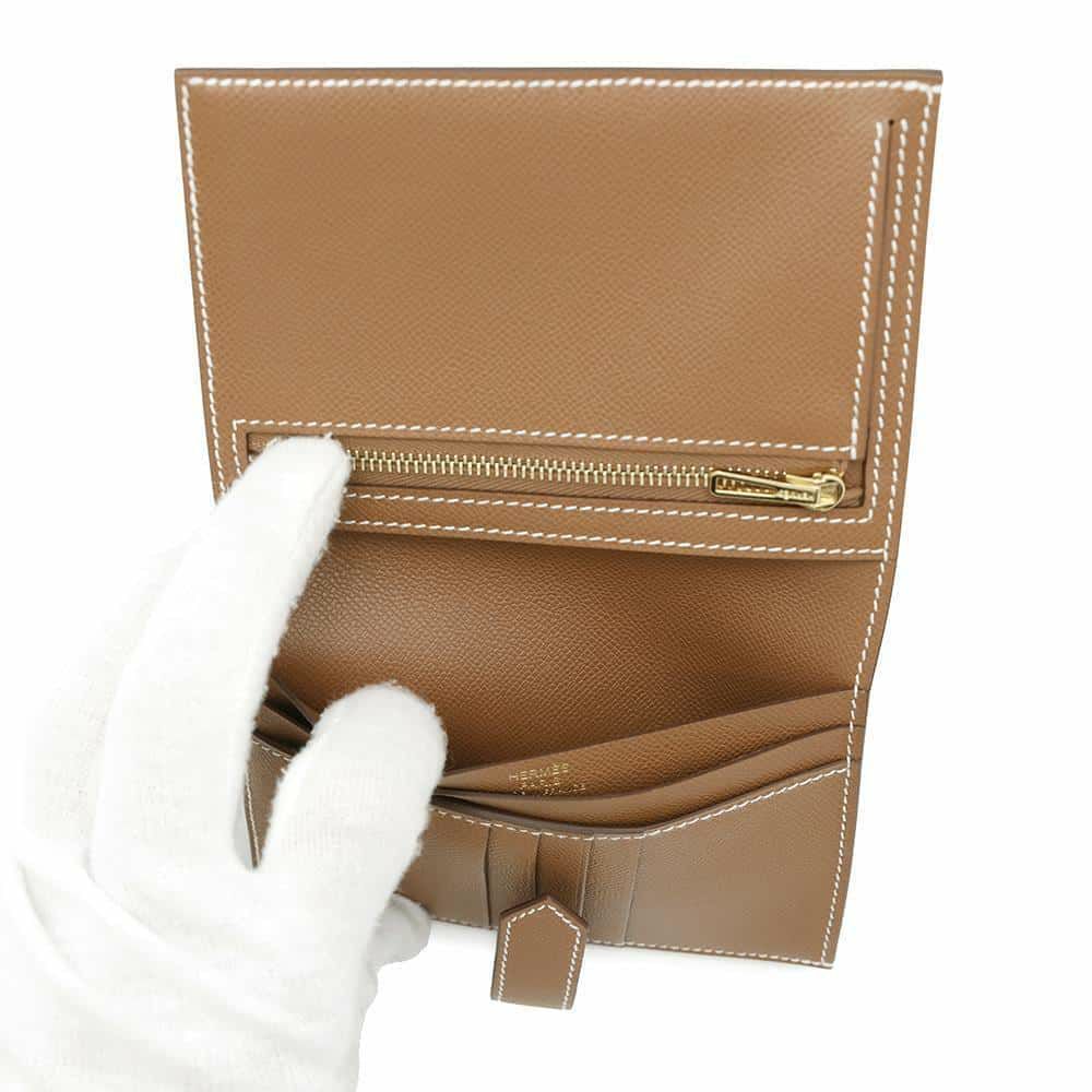 エルメス 二つ折り財布 ベアンコンパクト ゴールド/ゴールド金具 ヴォーマダム W刻印 財布