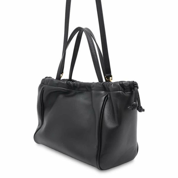 セリーヌ ハンドバッグ スモール カバ ドローストリング キュイル トリオンフ レザー CELINE 2way 黒