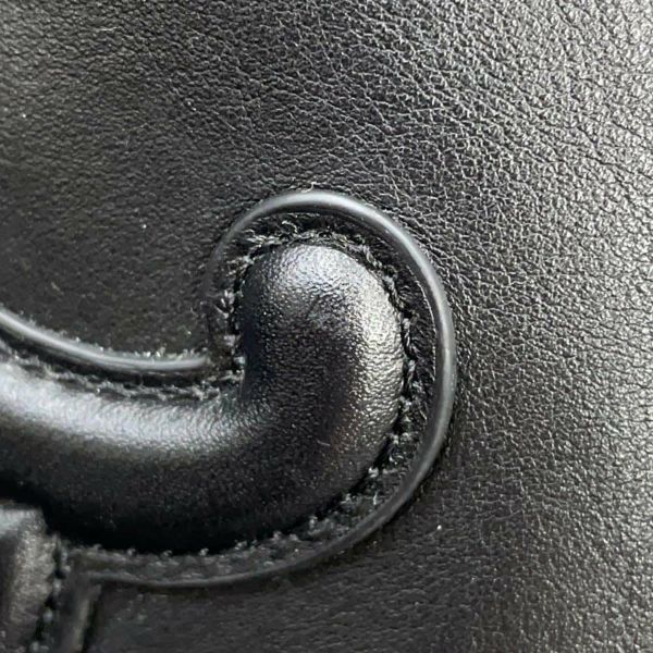 セリーヌ ハンドバッグ スモール カバ ドローストリング キュイル トリオンフ レザー CELINE 2way 黒