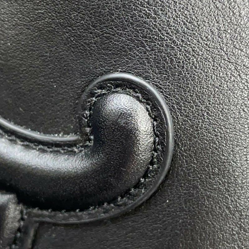 セリーヌ ハンドバッグ スモール カバ ドローストリング キュイル トリオンフ レザー CELINE 2way 黒